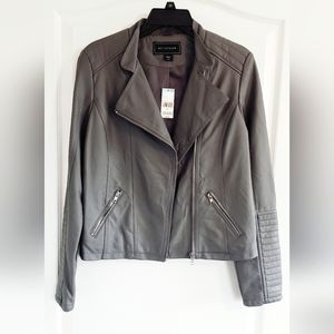 Brand New Faux Leather Jacket Metaphor Moto Biker Jacket pearl smoke Medium
